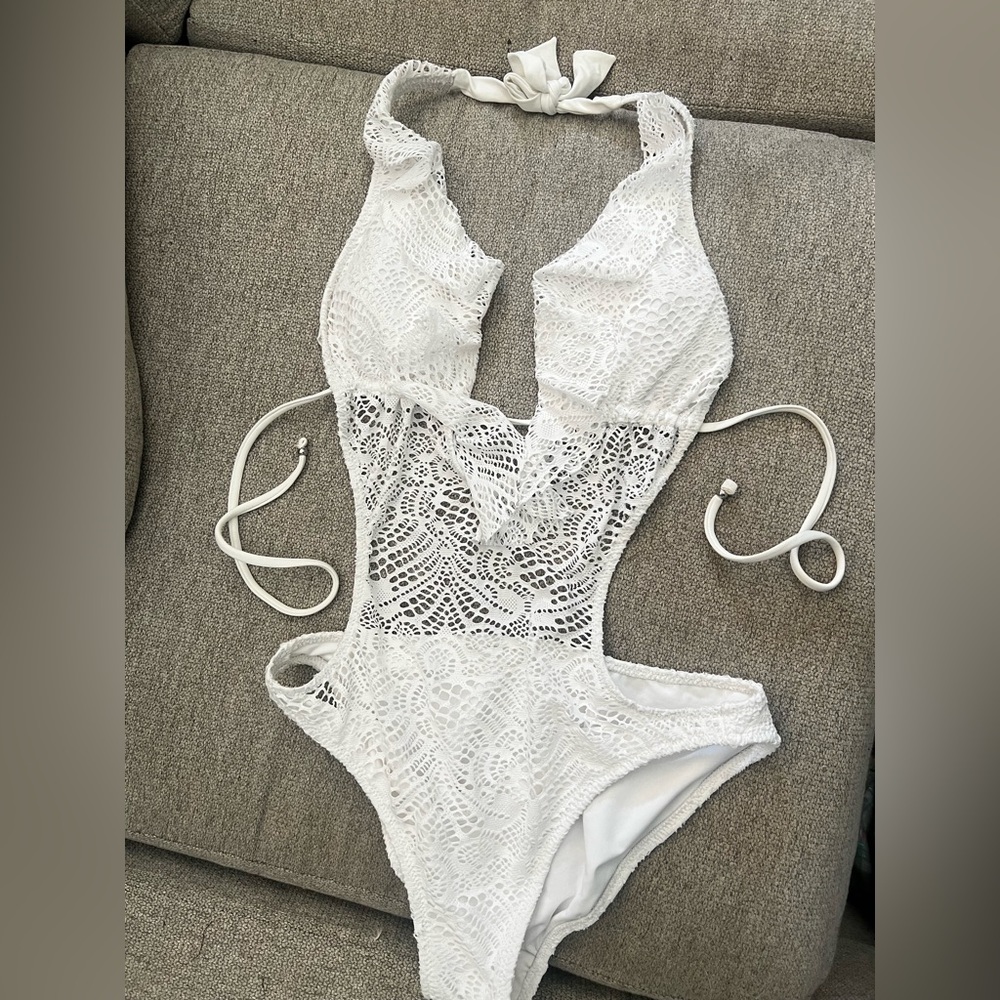 NWOT Ralph Lauren lace white one piece swimsuit